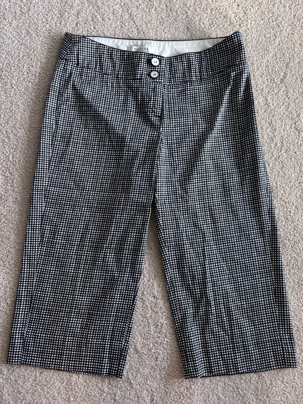 White House Black Market, Black and White Gingham Capri/Bermuda Pants
